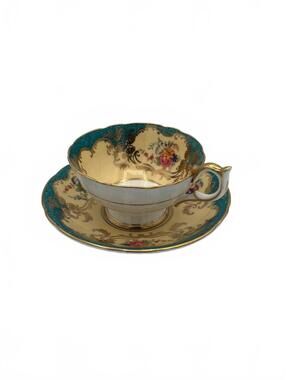 Vintage Aynsley England Bone China Teacup & Saucer Set 1930s Floral Bouquet